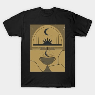 Pastel Spiritual Moon and Lotus Graphic T-Shirt